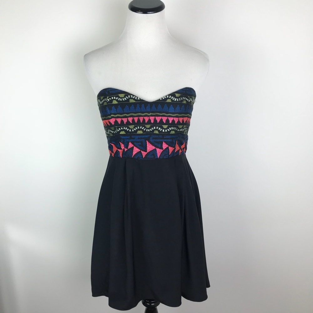 Parker Strapless Embroidered Silk Dress